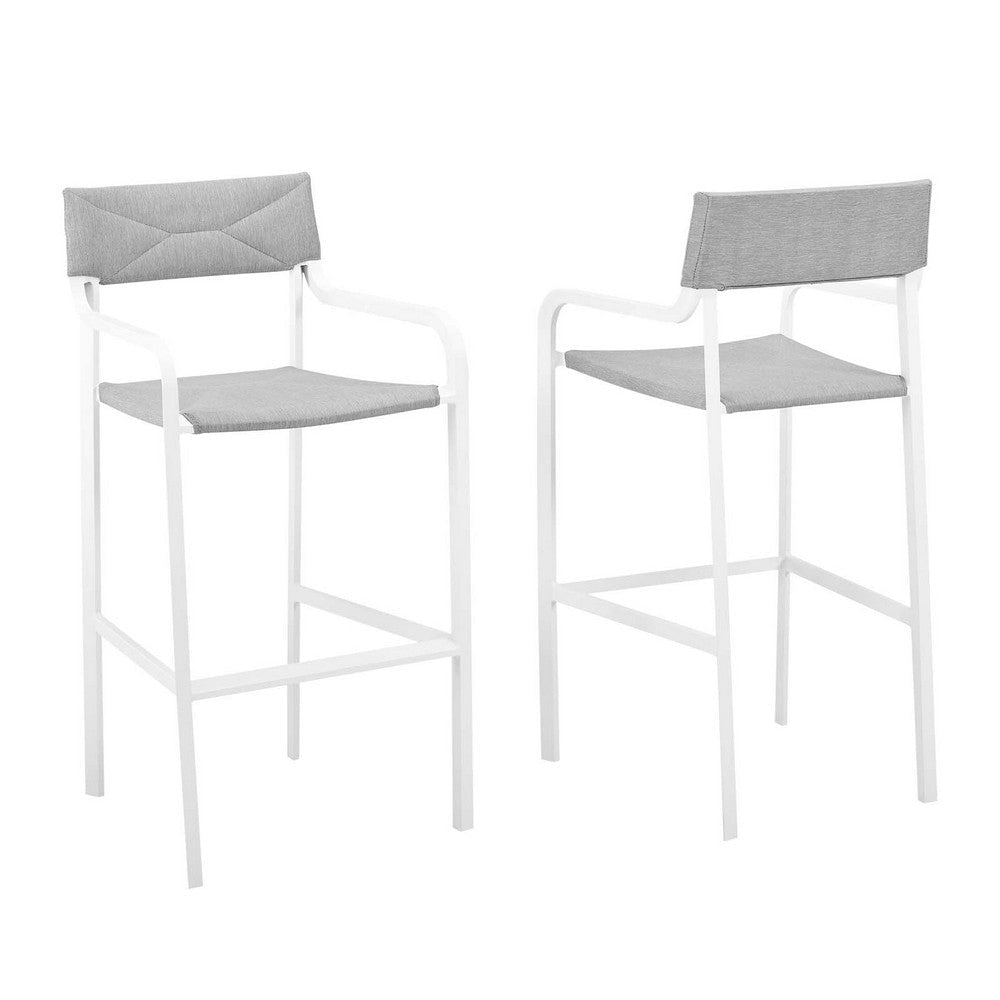 Modway EEI-3963-WHI-GRY Raleigh Lounge & Deep Seating Sets, Two Bar Stools, White Gray