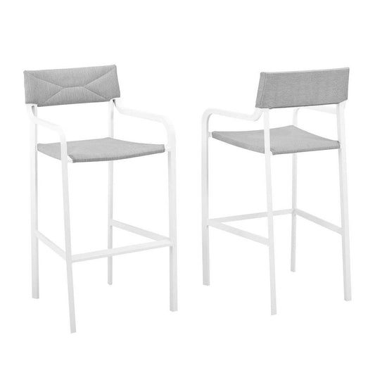 Modway EEI-3963-WHI-GRY Raleigh Lounge & Deep Seating Sets, Two Bar Stools, White Gray