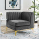 Triumph Channel Tufted Performance Velvet Sectional Sofa Corner Chair by Modway| Gray