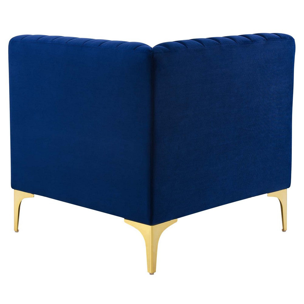 Triumph Channel Tufted Performance Velvet Sectional Sofa Corner Chair by Modway| Blue