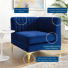 Triumph Channel Tufted Performance Velvet Sectional Sofa Corner Chair by Modway| Blue