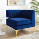 Triumph Channel Tufted Performance Velvet Sectional Sofa Corner Chair by Modway| Blue