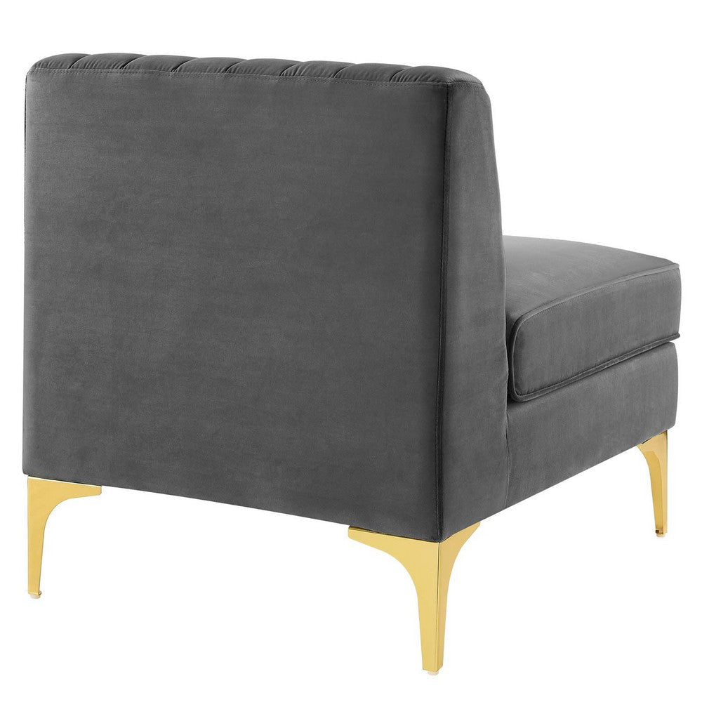 Triumph Channel Tufted Performance Velvet Armless Chair - No Shipping Charges