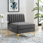 Triumph Channel Tufted Performance Velvet Armless Chair - No Shipping Charges