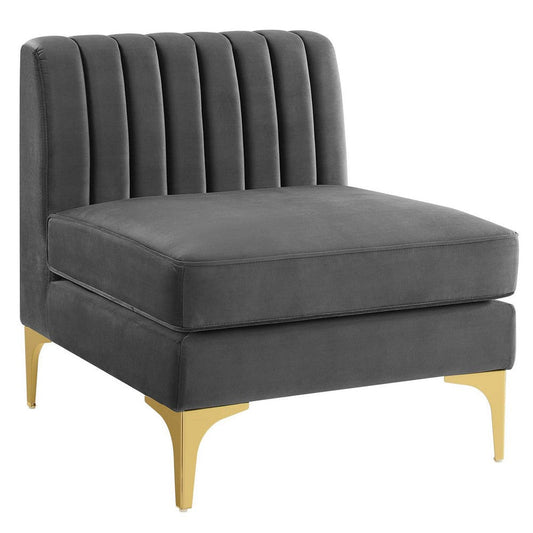 Triumph Channel Tufted Performance Velvet Armless Chair - No Shipping Charges