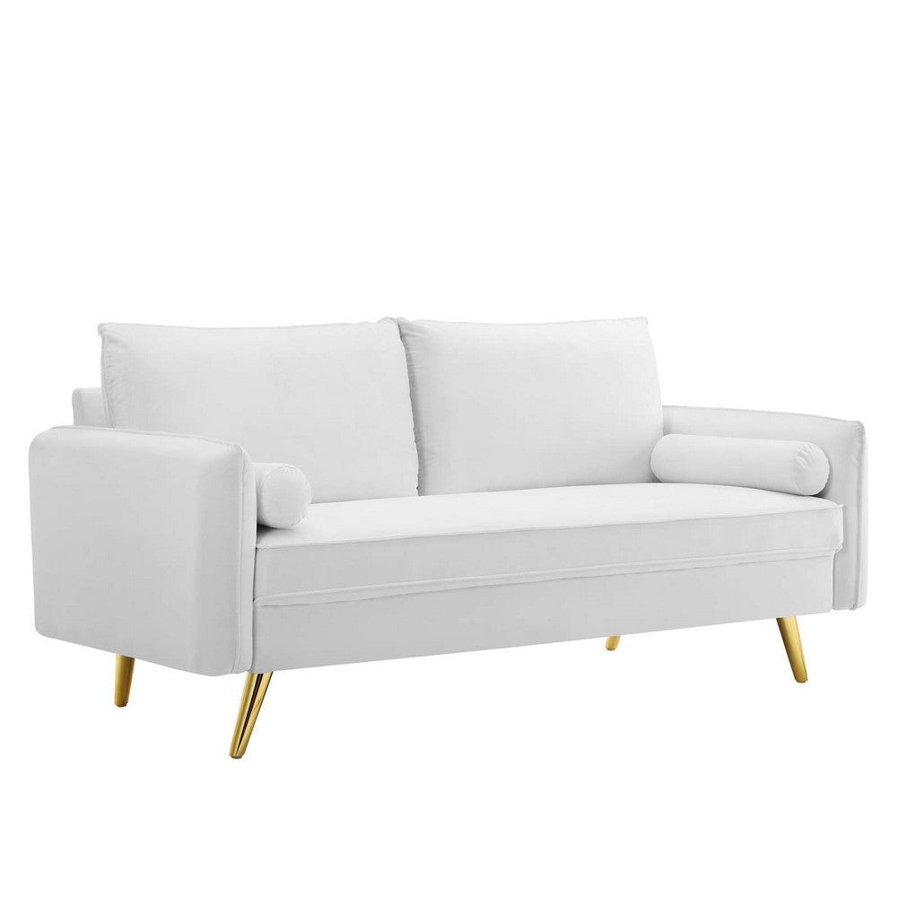 Modway Revive Performance Velvet Sofa, White , 32.5 x 72 x 33.5