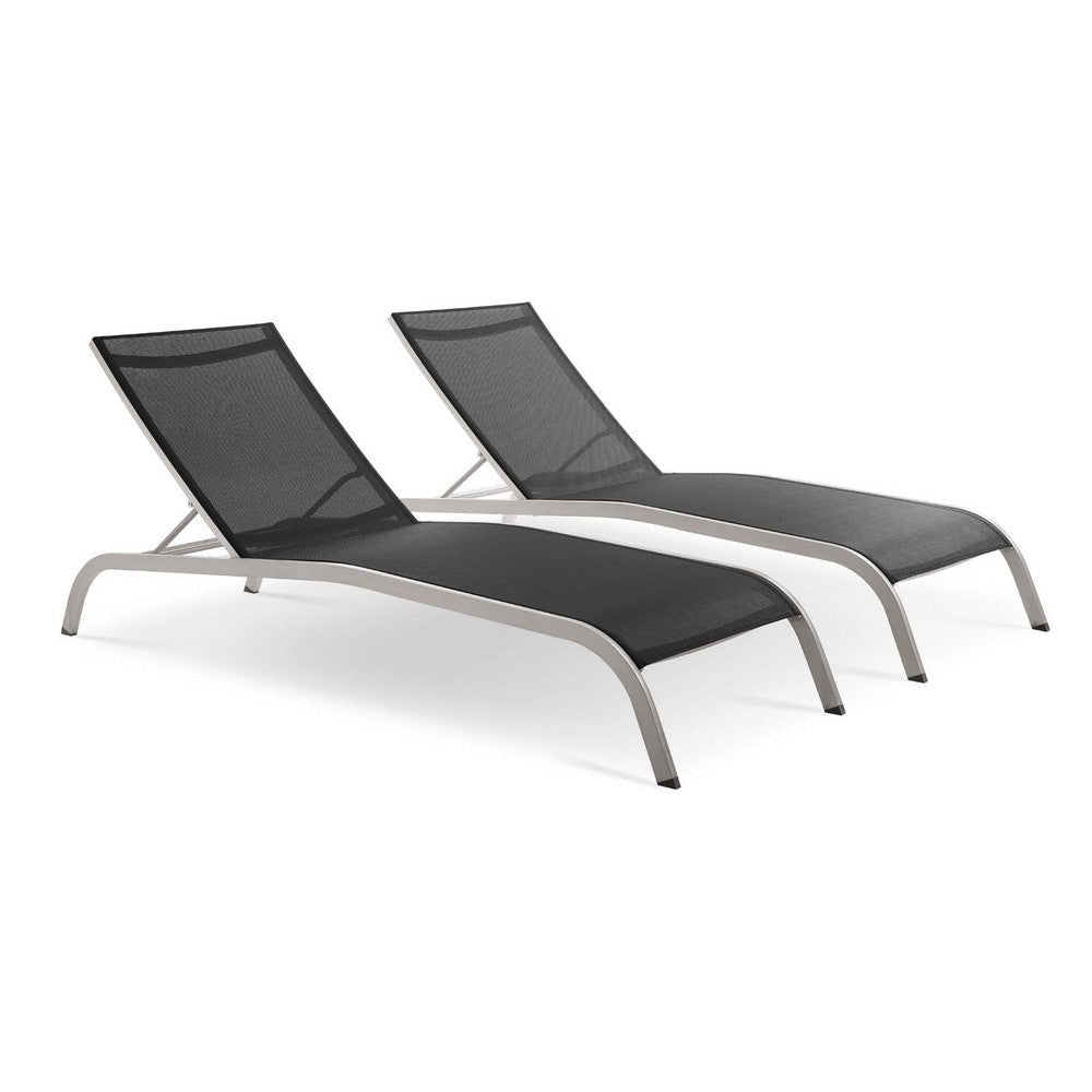 Modway EEI-4005-BLK Savannah Chaise Set, Two Lounge Chair, Black