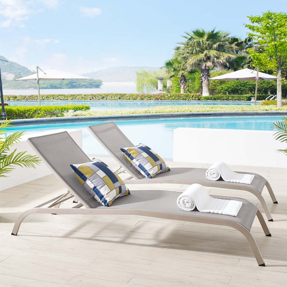 Modway EEI-4005-GRY Savannah Chaise Set, Two Lounge Chair, Gray