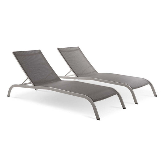 Modway EEI-4005-GRY Savannah Chaise Set, Two Lounge Chair, Gray