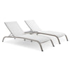 Modway EEI-4006-WHI-SET Savannah Chaise Set, Two Lounge Chair w/Side Table, White