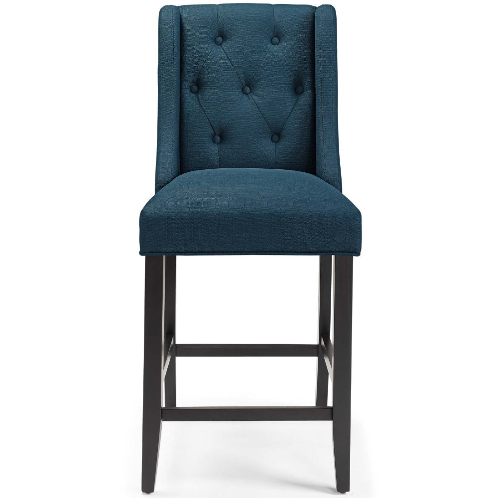 Modway Baronet Tufted Button Upholstered Fabric Counter Bar Stool Set of 2 in Azure