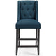 Modway Baronet Tufted Button Upholstered Fabric Counter Bar Stool Set of 2 in Azure