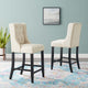 Modway Baronet Tufted Button Upholstered Fabric Counter Bar Stool Set of 2 in Beige MDY-EEI-4020-BEI