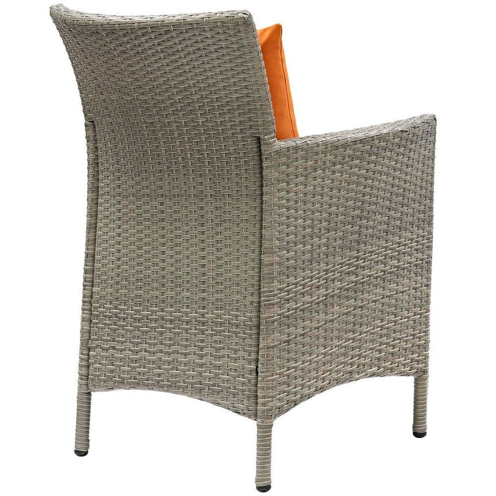 Modway EEI-4027-LGR-ORA Conduit Outdoor Patio Wicker Rattan Dining Armchair Set of 2 Light Gray Orange MDY-EEI-4027-LGR-ORA