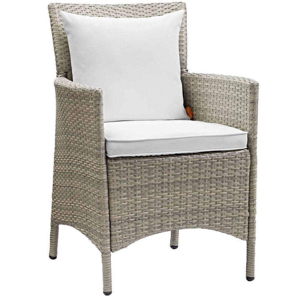 Modway EEI-4027-LGR-WHI Conduit Outdoor Patio Wicker Rattan Dining Armchair Set of 2 Light Gray White MDY-EEI-4027-LGR-WHI