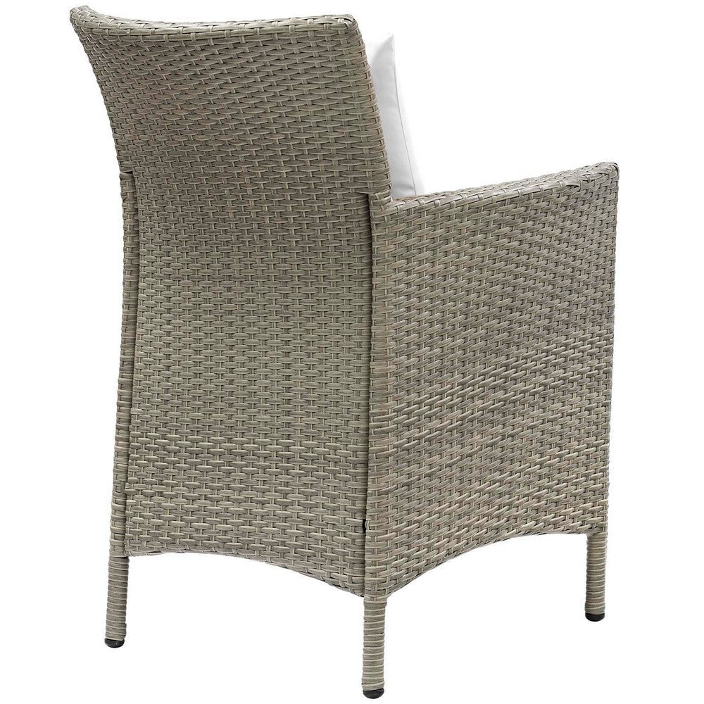 Modway EEI-4027-LGR-WHI Conduit Outdoor Patio Wicker Rattan Dining Armchair Set of 2 Light Gray White MDY-EEI-4027-LGR-WHI