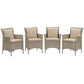 Modway EEI-4028-LGR-BEI Conduit Outdoor Patio Wicker Rattan Dining Armchair Set of 4, Light Gray Beige