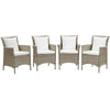 Modway EEI-4028-LGR-WHI Conduit Outdoor Patio Wicker Rattan Dining Armchair Set of 4, Light Gray White