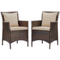 Modway EEI-4030-BRN-BEI Conduit Outdoor Patio Wicker Rattan Dining Armchair Set of 2, Brown Beige