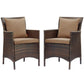 Modway EEI-4030-BRN-MOC Conduit Outdoor Patio Wicker Rattan Dining Armchair Set of 2, Brown Mocha