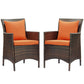 Modway EEI-4030-BRN-ORA Conduit Outdoor Patio Wicker Rattan Dining Armchair Set of 2, Brown Orange