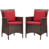 Conduit Outdoor Patio Wicker Rattan Dining Armchair Set of 2 by Modway| Red