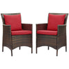 Modway EEI-4030-BRN-RED Conduit Outdoor Patio Wicker Rattan Dining Armchair Set of 2, Brown Red