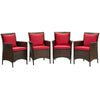 Conduit Outdoor Patio Wicker Rattan Dining Armchair Set of 4