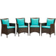 Conduit Outdoor Patio Wicker Rattan Dining Armchair Set of 4 by Modway| Blue