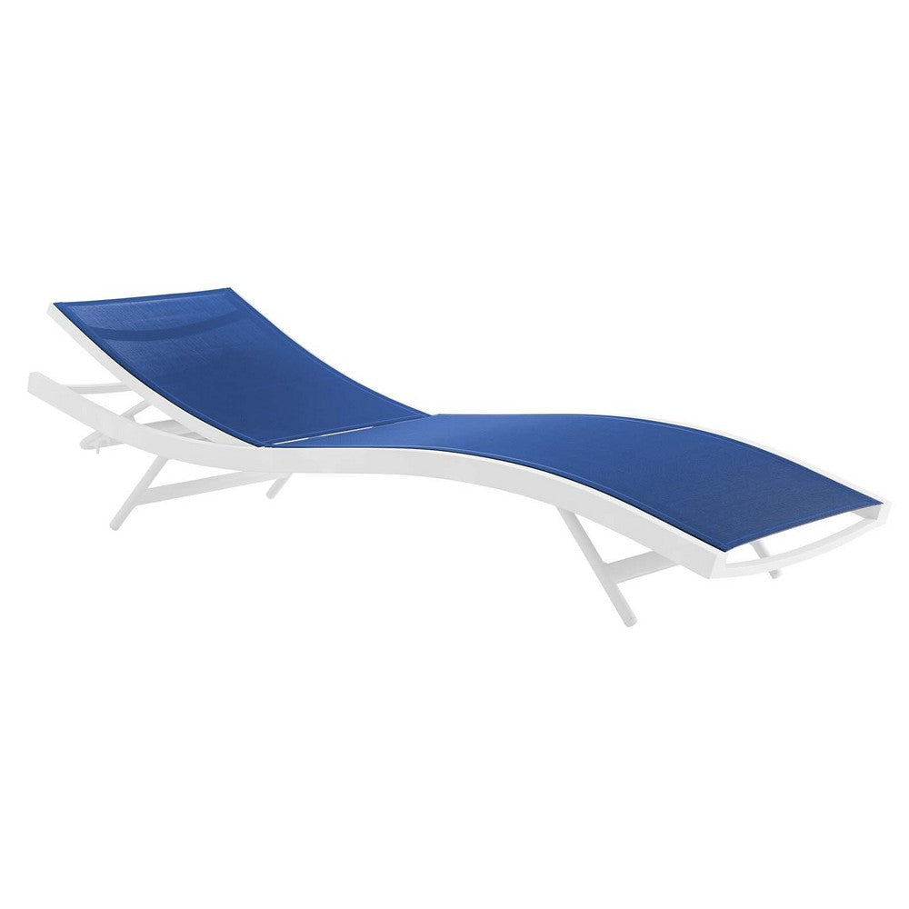 Modway EEI-4038-WHI-NAV Glimpse Outdoor Patio Mesh Chaise Lounge Set of 2 White Navy MDY-EEI-4038-WHI-NAV