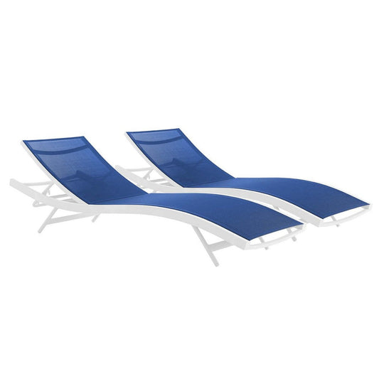 Modway EEI-4038-WHI-NAV Glimpse Outdoor Patio Mesh Chaise Lounge Set of 2, White Navy