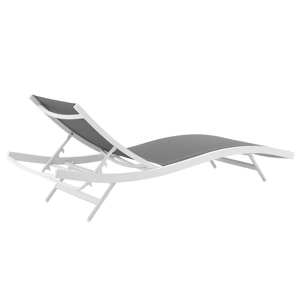 Modway EEI-4039-WHI-GRY Glimpse Outdoor Patio Mesh Chaise Lounge Set of 4 White Gray MDY-EEI-4039-WHI-GRY