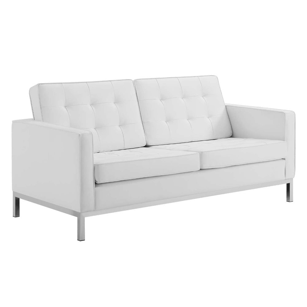 Modway Loft Tufted Upholstered Faux Leather Loveseat and Armchair Set by Modway