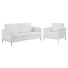 Modway Loft Tufted Upholstered Faux Leather Loveseat and Armchair Set by Modway