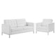 Loft Tufted Upholstered Faux Leather Loveseat and Armchair Set by Modway