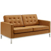 Modway Loft Tufted Upholstered Faux Leather Sofa and Loveseat Set Silver Tan MDY-EEI-4106-SLV-TAN-SET