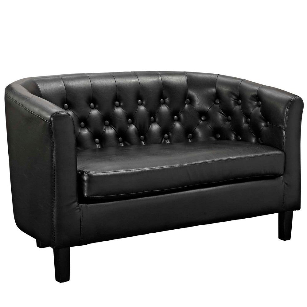 Modway Prospect 3 Piece Upholstered Vinyl Set Black MDY-EEI-4109-BLK-SET