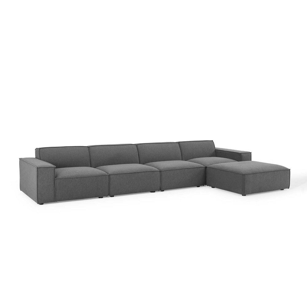 Modway Restore Upholstered Sectional Sofa, 5-Piece w/Chaise, Charcoal