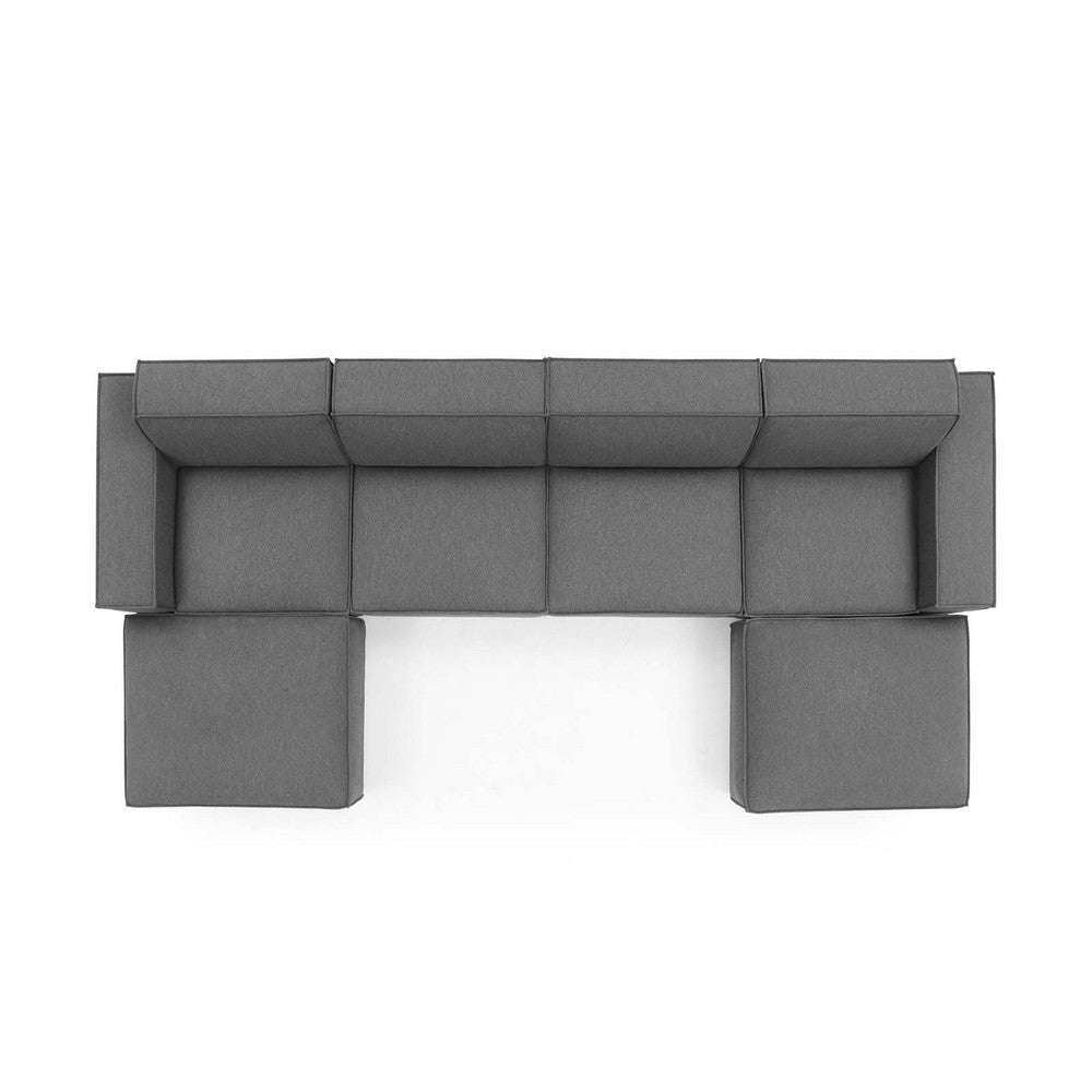 Modway Restore Upholstered Sectional Sofa 6-Piece w/Double Chaise Charcoal MDY-EEI-4116-CHA