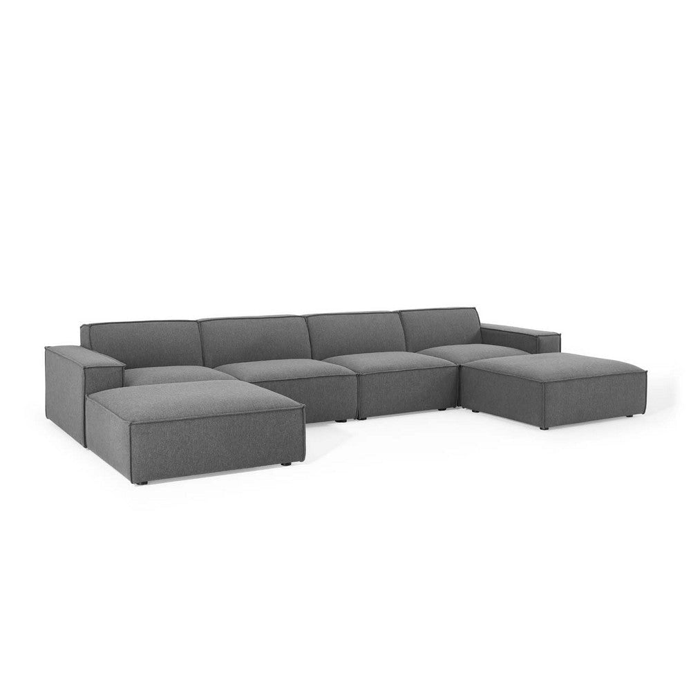 Modway Restore Upholstered Sectional Sofa, 6-Piece w/Double Chaise, Charcoal