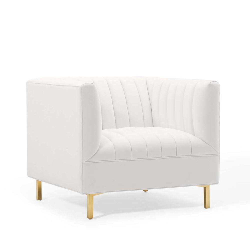 Shift Channel Tufted Performance Velvet Armchair - No Shipping Charges