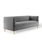 Shift Channel Tufted Performance Velvet Sofa - No Shipping Charges MDY-EEI-4132-GRY