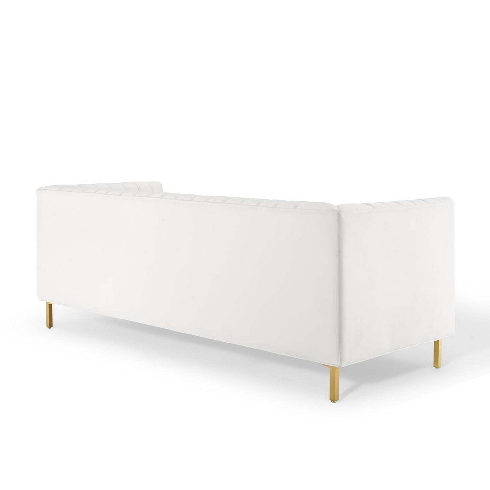 Modway Shift Channel Tufted Performance Velvet Sofa White MDY-EEI-4132-WHI