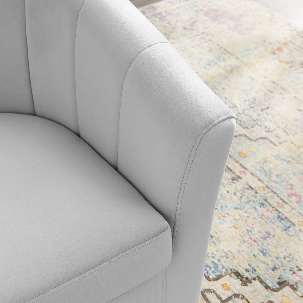 Modway Prospect Channel Tufted Performance Velvet Swivel Armchair in Light Gray MDY-EEI-4139-LGR