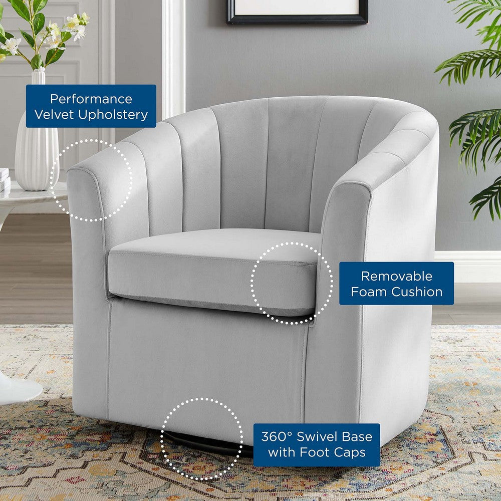 Prospect Performance Velvet Swivel Armchair - No Shipping Charges MDY-EEI-4139-CHA