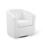 Modway Prospect Channel Tufted Performance Velvet Swivel Armchair in White