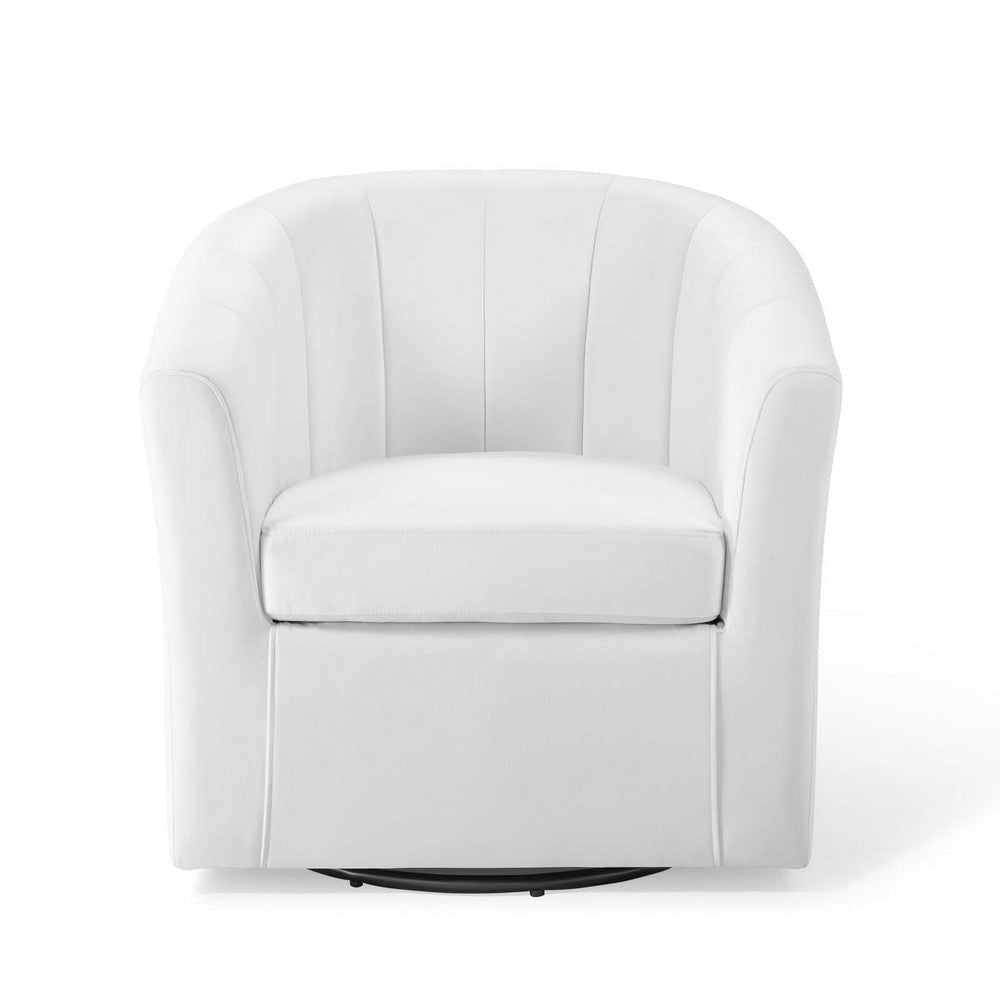 Modway Prospect Channel Tufted Performance Velvet Swivel Armchair in White MDY-EEI-4139-WHI