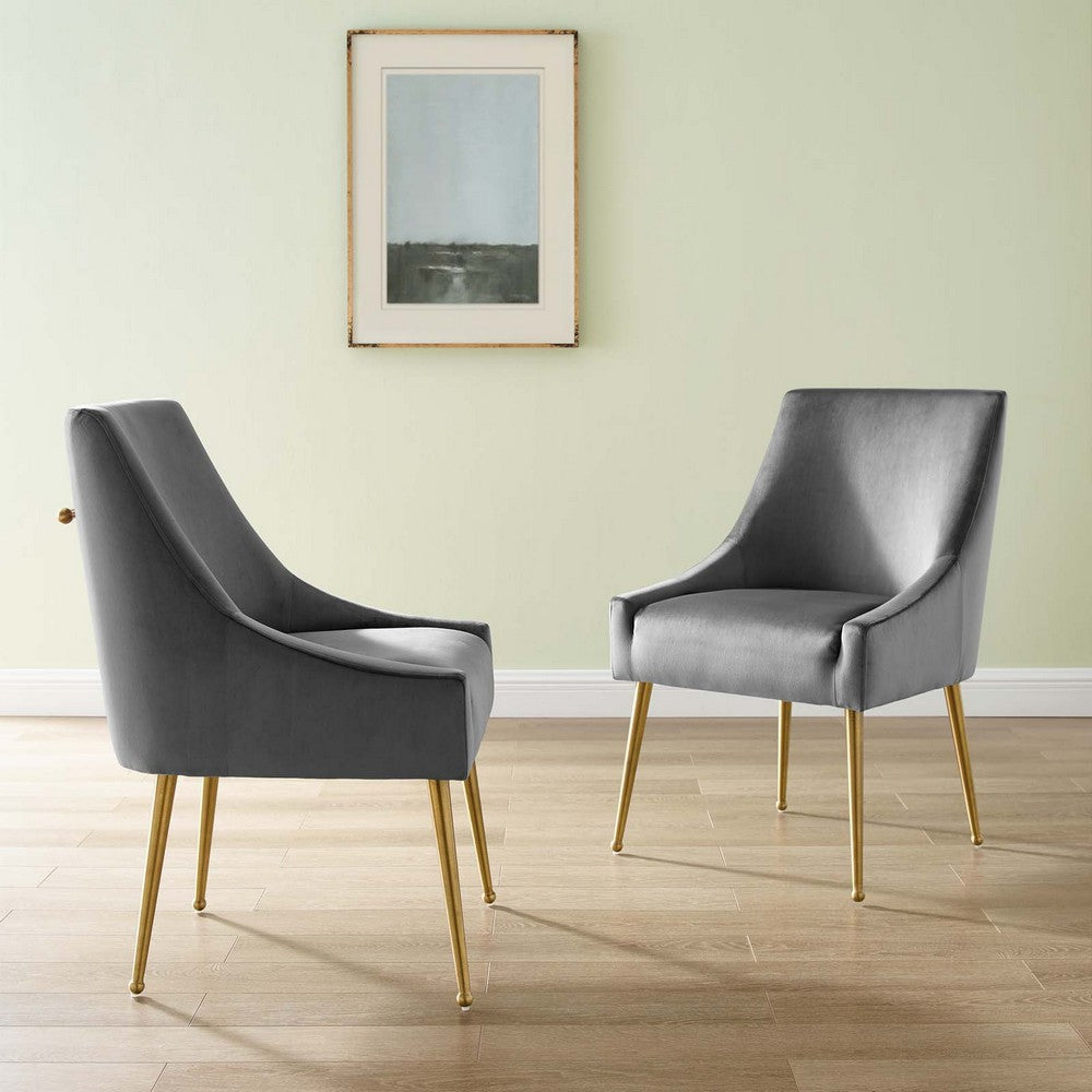 Discern Upholstered Performance Velvet Dining Chair Set of 2 by Modway| Gray