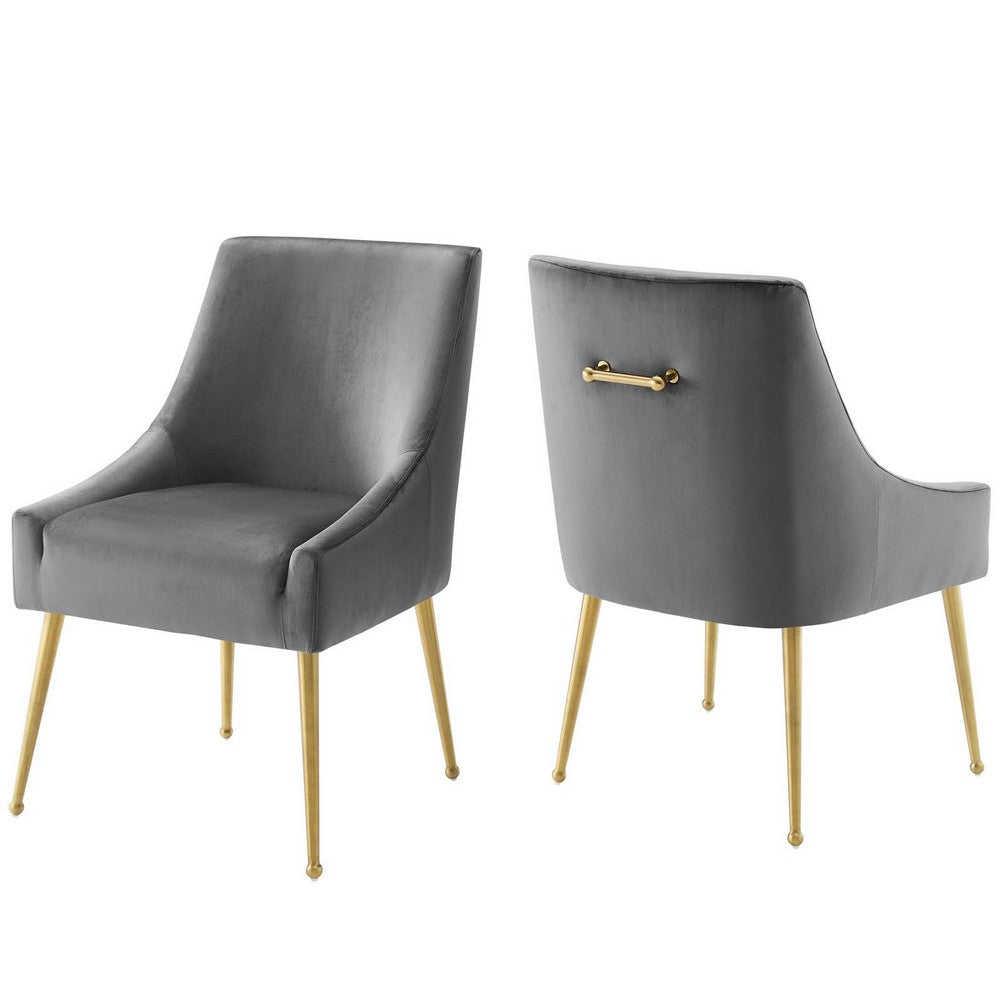 Discern Upholstered Performance Velvet Dining Chair Set of 2 by Modway| Gray