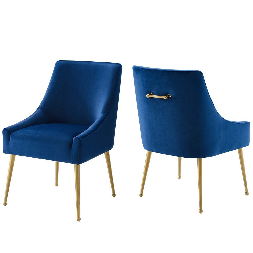 Modway Discern Upholstered Performance Velvet Dining Chair Set of 2, Navy